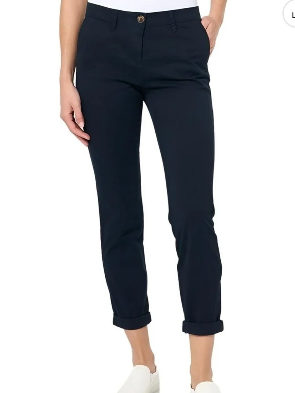 Nautica Jeans Montauk Chino Pants Womens Navy Blue Mid Rise Straight Ankle Sz 14